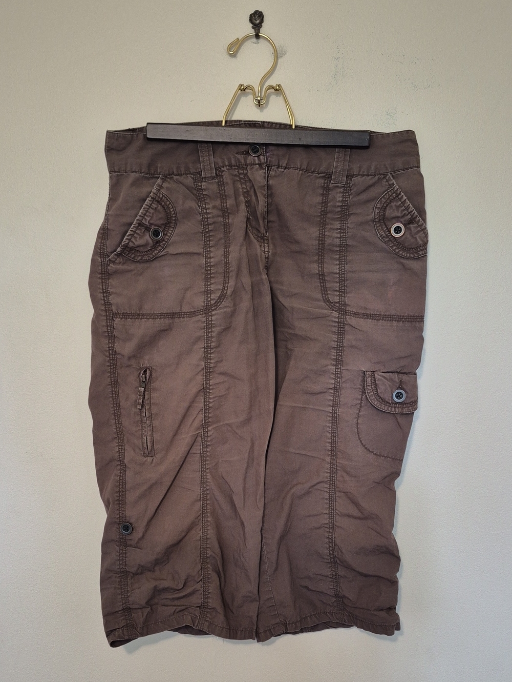 Womens Y2k 90s Brown Cargo Capri Pants